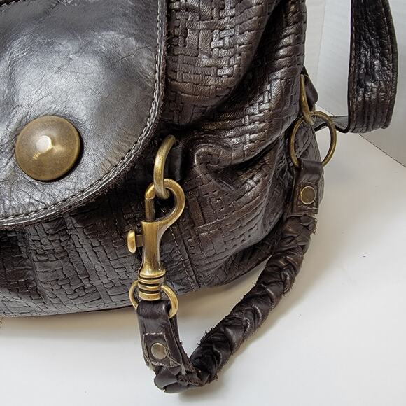 Aleya New York Genuine Woven Leather Brown Shoulder Purse Bag Vintage Travel - Picture 8 of 12